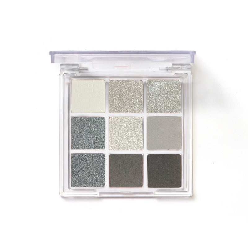 9 Color Eye Shadow Plate Palette in White Silver Black Iron Gray Universal Shade - Teleplus eye shadow plate iron gray