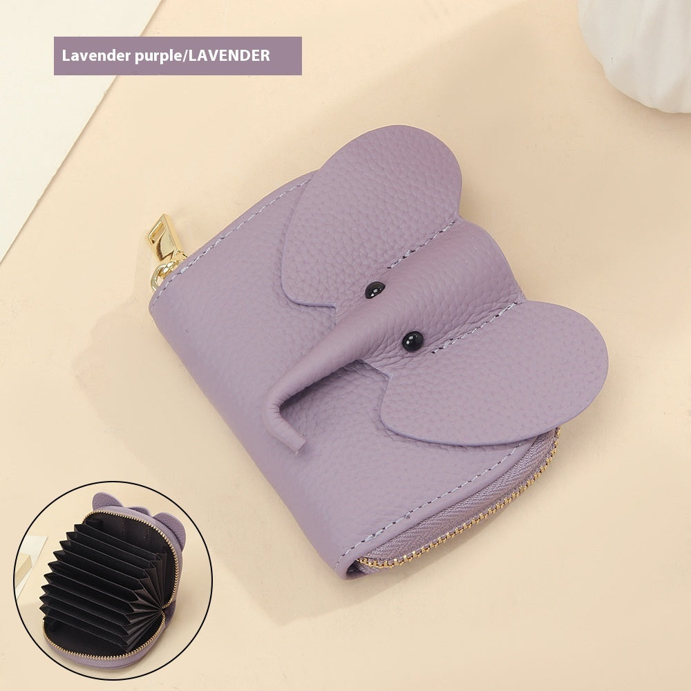 Leather Organ Card Holder Bags Creative Elephant Zipper Wallet Fashion Bag - Zipper Wallet for Trendy Elephants