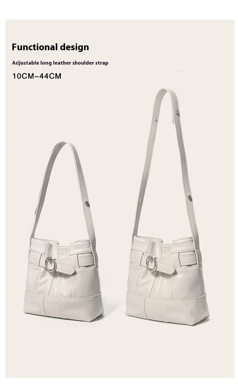 Fashion Shoulder Armpit Cowhide Bag with Stitching