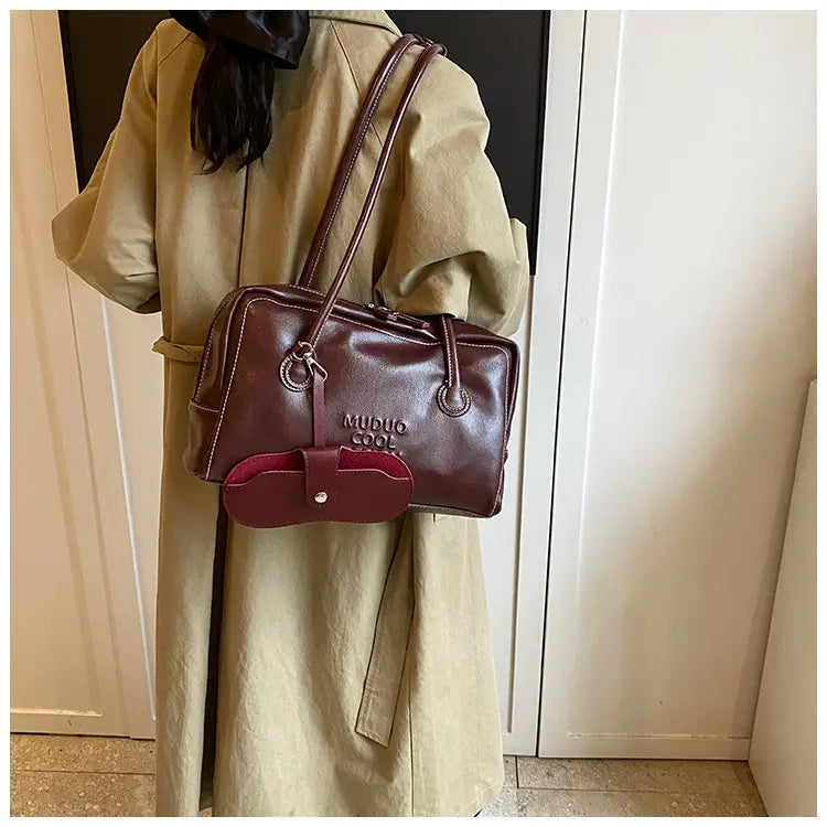 Casual Tote Bag Retro Fashion Polyester Cotton Brown and Red