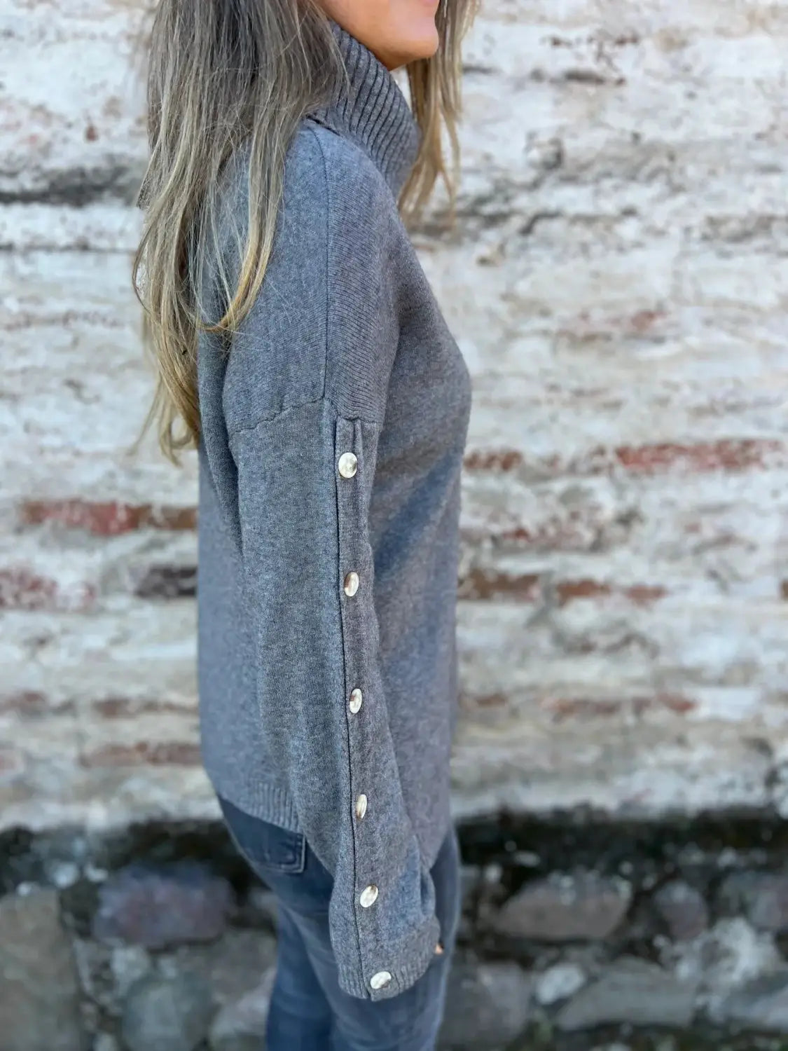 Buton pentru femei bumbac pulover cu mânecă lungă top casual casual bluză potrivită