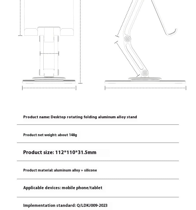 Aluminum Alloy Mobile Phone Desktop Bracket with Rotation Telescopic Adjustment