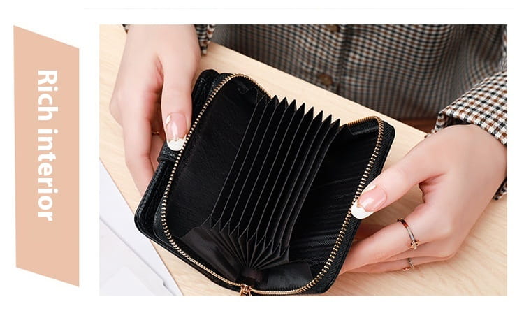 Solid Color Leather Wallet with Breathable Antibacterial Pu Lining