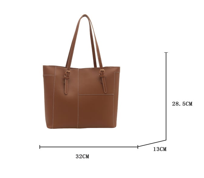 Simple Commute Large Underarm Bag with Sandwich Pocket and Soft PU Material