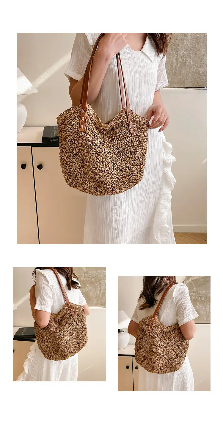 White Cotton Linen Tote Bag Large Travel Shoulder for Women and Men