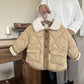 Korean Style Lamb Fur Collar Fleece-lined Thickened Cotton-padded Coat Fashion