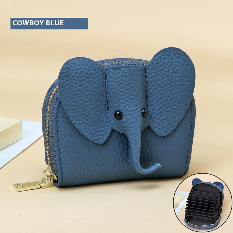 Leather Organ Card Holder Bags Creative Elephant Zipper Wallet Fashion Bag - Zipper Wallet for Trendy Elephants