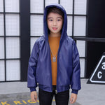 PU Leather Jacket Children’s Wear Hooded Padded Coat