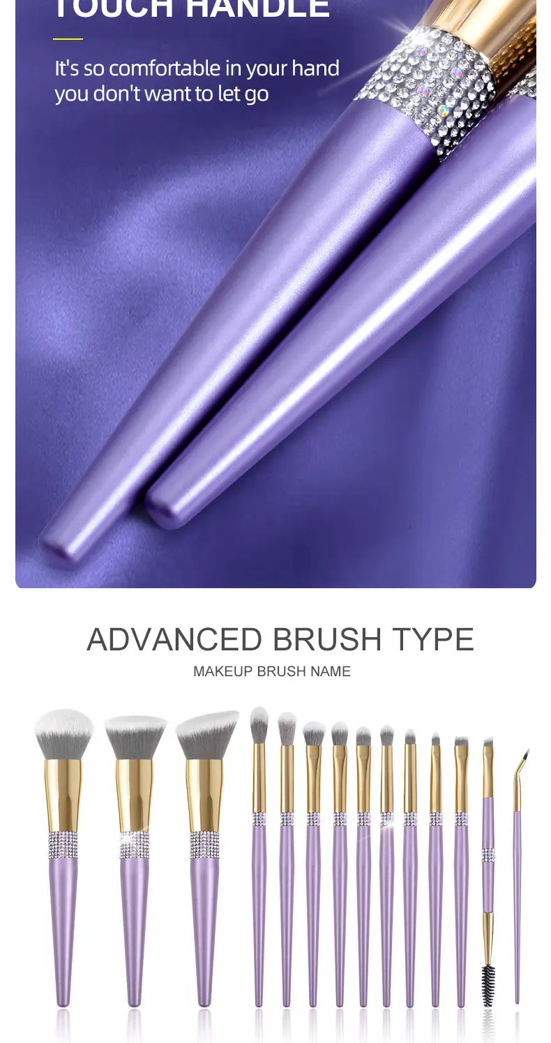 Lilac Purple Makeup Brush Set with 10 Artificial Fiber Brushes