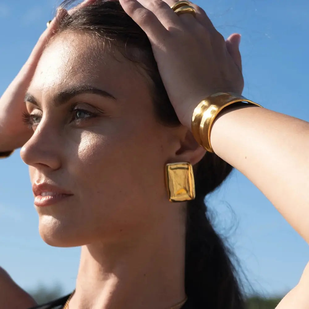 Geometric Square Gold Earrings