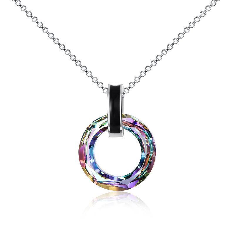 925 Silver Circle Crystal Pendant Necklace for Women Girls - Sparkle Daily with 925 Silver Crystal Circle Bling