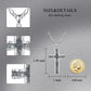 925 Sterling Silver Cross Pendant with Stainless Steel Figaro Chain Oxidized Cross Necklace Christian Jewelry - Faith