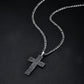 925 Sterling Silver Cross Pendant with Stainless Steel Figaro Chain Oxidized Cross Necklace Christian Jewelry - Faith