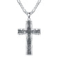 925 Sterling Silver Cross Pendant with Stainless Steel Figaro Chain Oxidized Cross Necklace Christian Jewelry - Faith