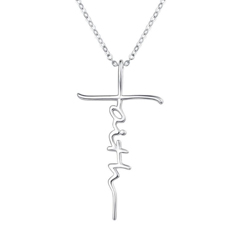 Sterling Silver Faith Pendant with Artistic Design for Spiritual Belief - Shine Bright Joy sterling silver faith chf