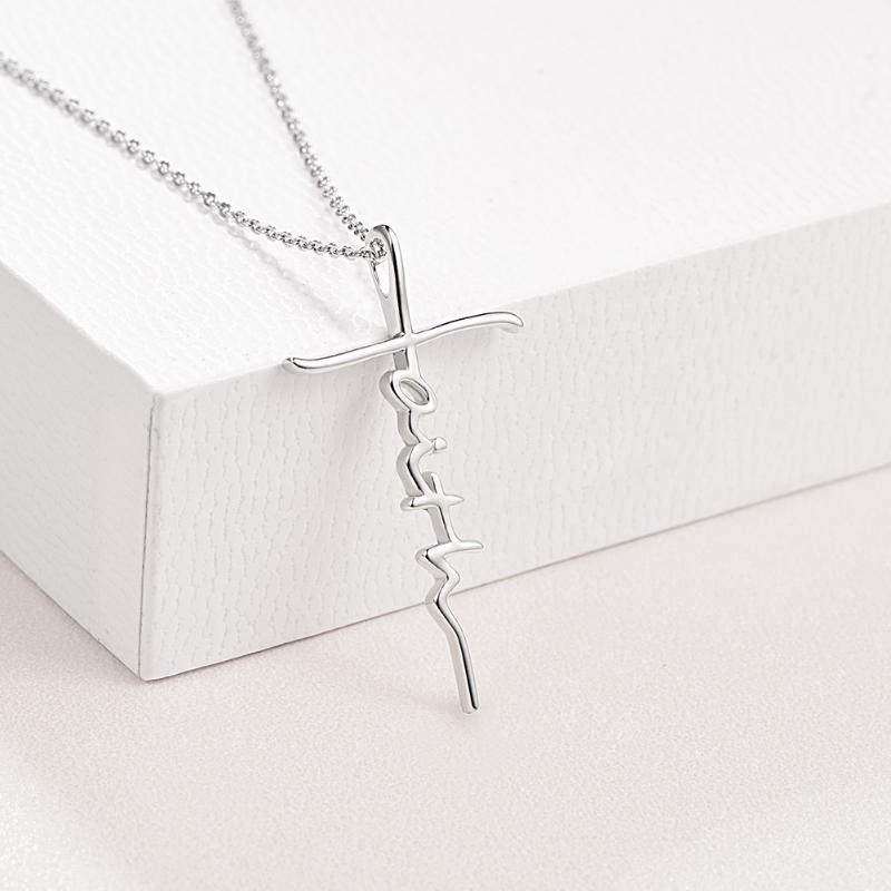 925 Sterling Silver Faith Cross Pendant Necklace - Shine Bright with Sterling Silver Faith Pendant Joy