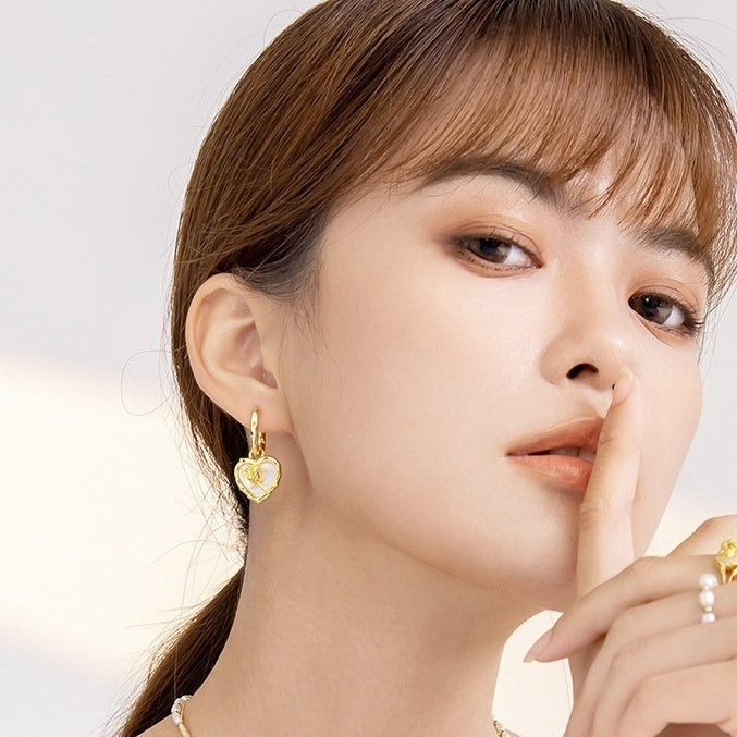 Electroplated Silver Heart Earrings for Women in Black or White Accessories - So Good They’ll Make Your Go Rose united