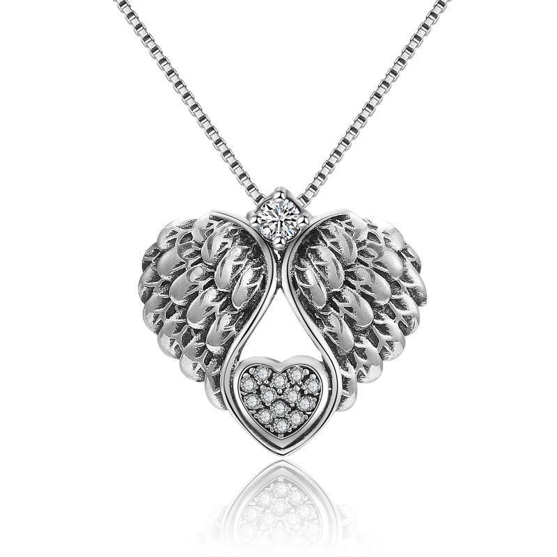 Angel Wing Heart Necklace for Women Sterling Silver United States CHF - Joy in united states chf angel wing