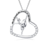 925 Sterling Silver Heart Ballerina Dancer Ballet Dance Pendant Necklace Dance Jewelry Gifts for Women - Ballet Bling