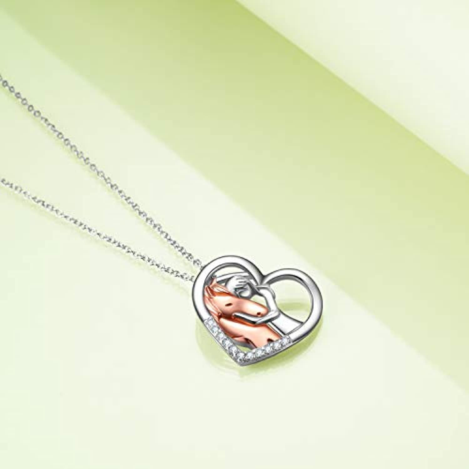 925 Sterling Silver Horse Girls Embrace Horse Pendant Necklace Jewelry - Saddle Up with a Stylish Horse Pendant Necklace