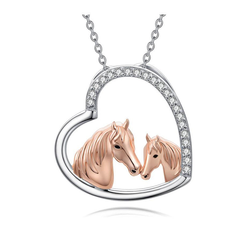 United States Mom and Son Daughter Heart Pendant Necklace for Family Love - Heartfelt Horse Moms Mini-Me’s united