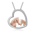 925 Sterling Silver Mama and Baby Horse Heart Mother Daughter Necklace for Women - Heartfelt Horse Love for Moms