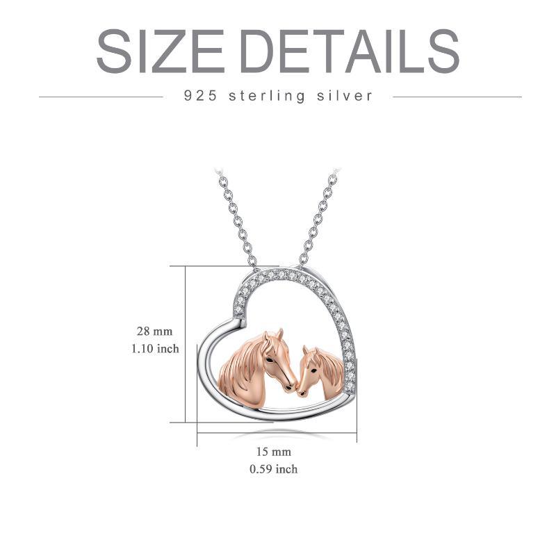 925 Sterling Silver Mama and Baby Horse Heart Mother Daughter Necklace for Women - Heartfelt Horse Love for Moms