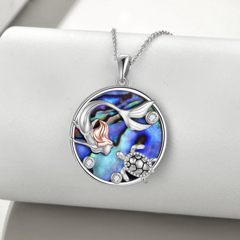 925 Sterling Silver Mermaid Sea Turtle Necklace Pendant for Girls Daughter Women - Mermaid Sea Turtle Necklace