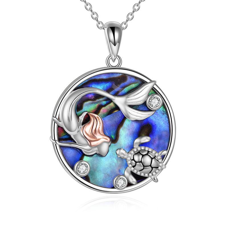 925 Sterling Silver Mermaid Sea Turtle Necklace Pendant for Girls Daughter Women - Mermaid Sea Turtle Necklace