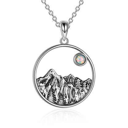 925 Sterling Silver Mountain Necklace with Created Opal - Climb Every Mountain with Our Silver Opal Necklace