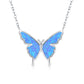 925 Sterling Silver Opal Butterfly Necklace - Opal Butterflies: Winged Happiness in Sterling Silver