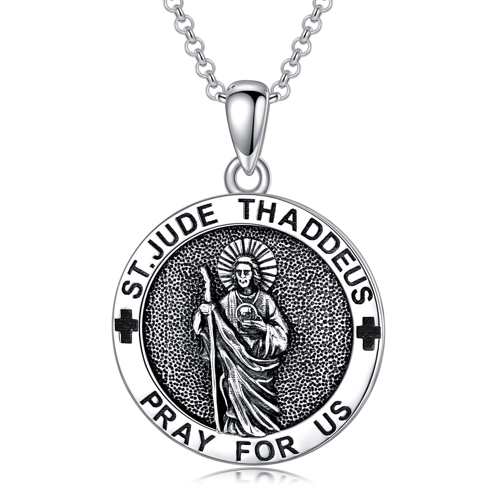 925 Sterling Silver Saint Jude Pendant Necklace - Saint Jude Silver Pendant for Disappointment Relief