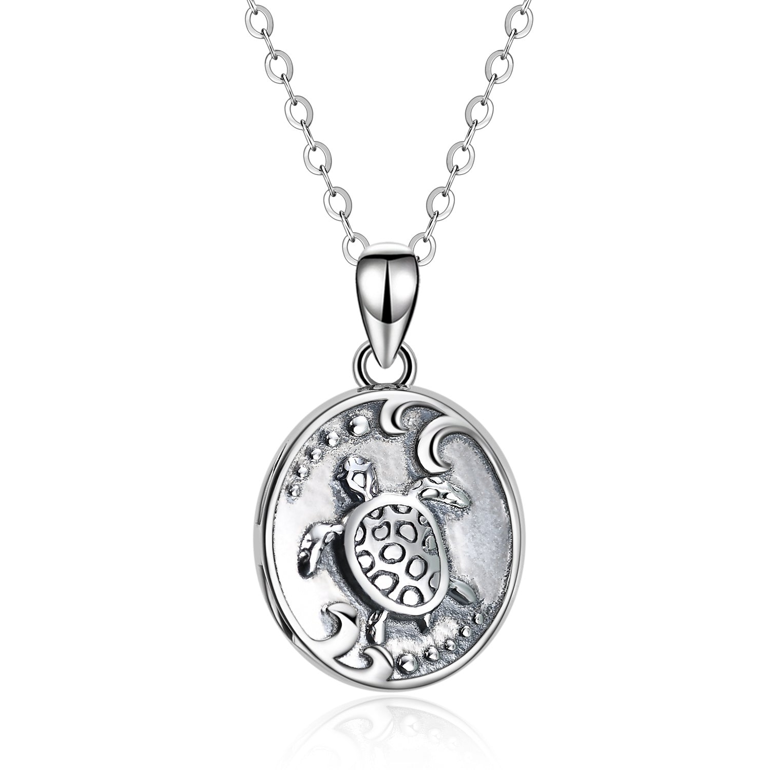 925 Sterling Silver Sea Turtle Photo Locket Necklace Photo Pendant Jewelry - Turtle-ly Stylish Silver Locket