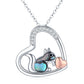 925 Sterling Silver Squirrel Abalone Shell Cubic Zirconia Cute Animal Heart Pendant Necklace - Squirrel Love Shines