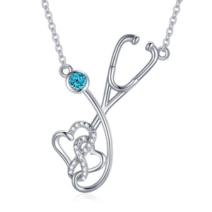Silver Stethoscope Necklace for Nurses and Doctors in the United States - Rock This 925 united states chf silver