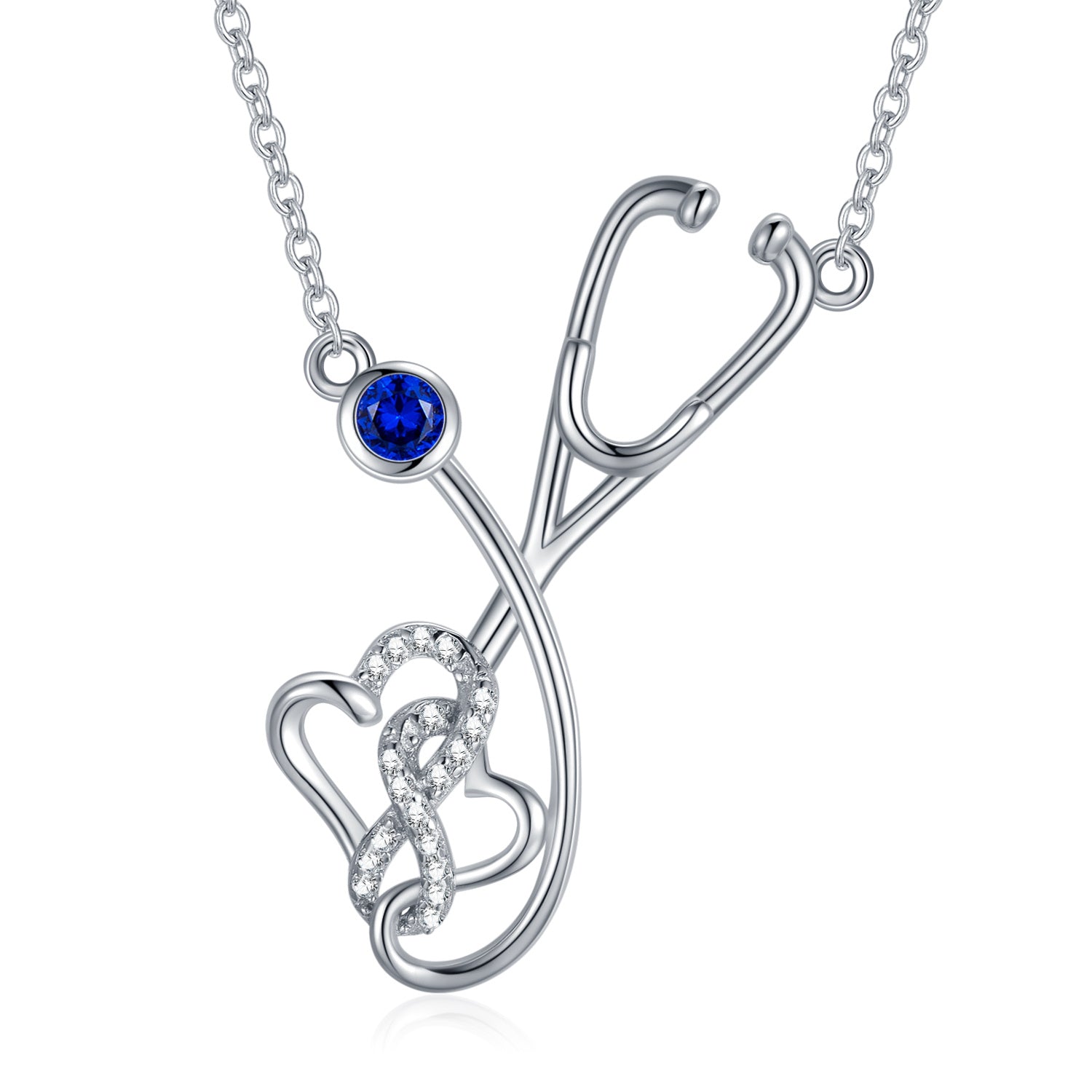 925 Sterling Silver Stethoscope Nurse Necklace - Nurses Rock This 925 Silver Stethoscope Necklace