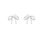 Electroplated Silver Bow Earrings for Women in the United States CHF - Bow-tiful Shell Pearl Fancy Fun united states chf
