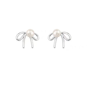 Electroplated Silver Bow Earrings for Women in the United States CHF - Bow-tiful Shell Pearl Fancy Fun united states chf