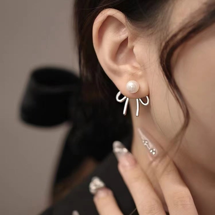 Electroplated Silver Bow Earrings for Women in the United States CHF - Bow-tiful Shell Pearl Fancy Fun united states chf