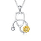 925 Sterling Silver Sunflower Stethoscope Medical Doctor Nurse Student Graduation Pendant Necklace - Sunflower