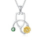 925 Sterling Silver Sunflower Stethoscope Medical Doctor Nurse Student Graduation Pendant Necklace - Sunflower