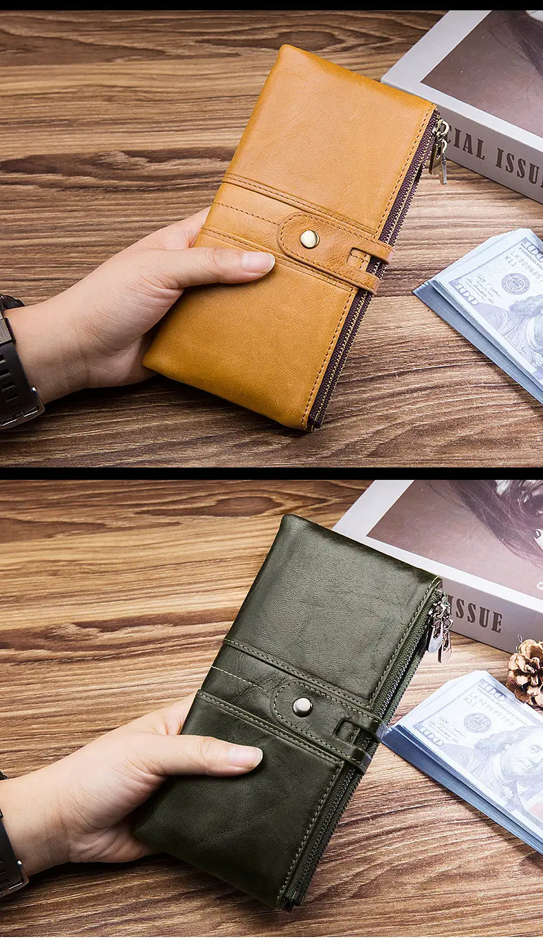Leather Cortex Cowhide Wallet with Secret Compartments for United States and CHF