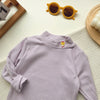 Children's Bottoming Shirt Semi-base Rainbow Candy Color - Light Purple Stripes