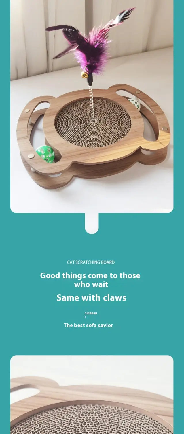 Kassi kriimustuslaud käekellaga gofreeritud papist kriimustuspadjaga