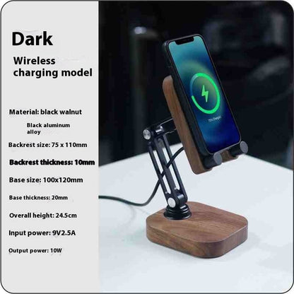 Black Walnut Aluminum Alloy Foldable Wireless Charging Bracket - Charge in Style with Black Walnut Wireless Bracket