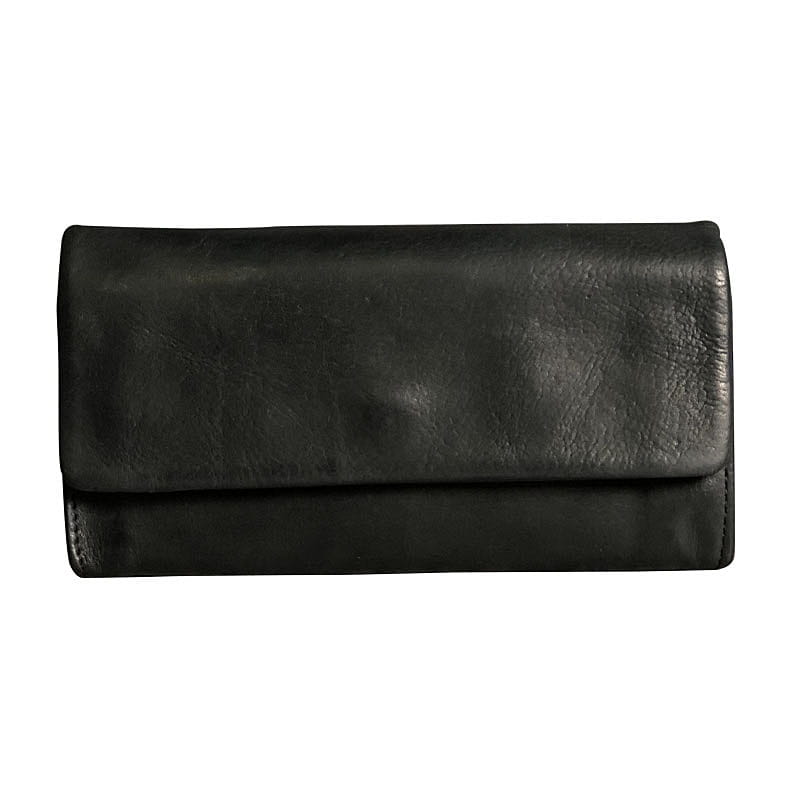 Black Cowhide Money Clip with Hidden Zipper and European Style Stitching