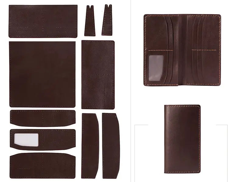 Men’s Leather Wallet US Shipping Open Square Business Bag in Black or Brown