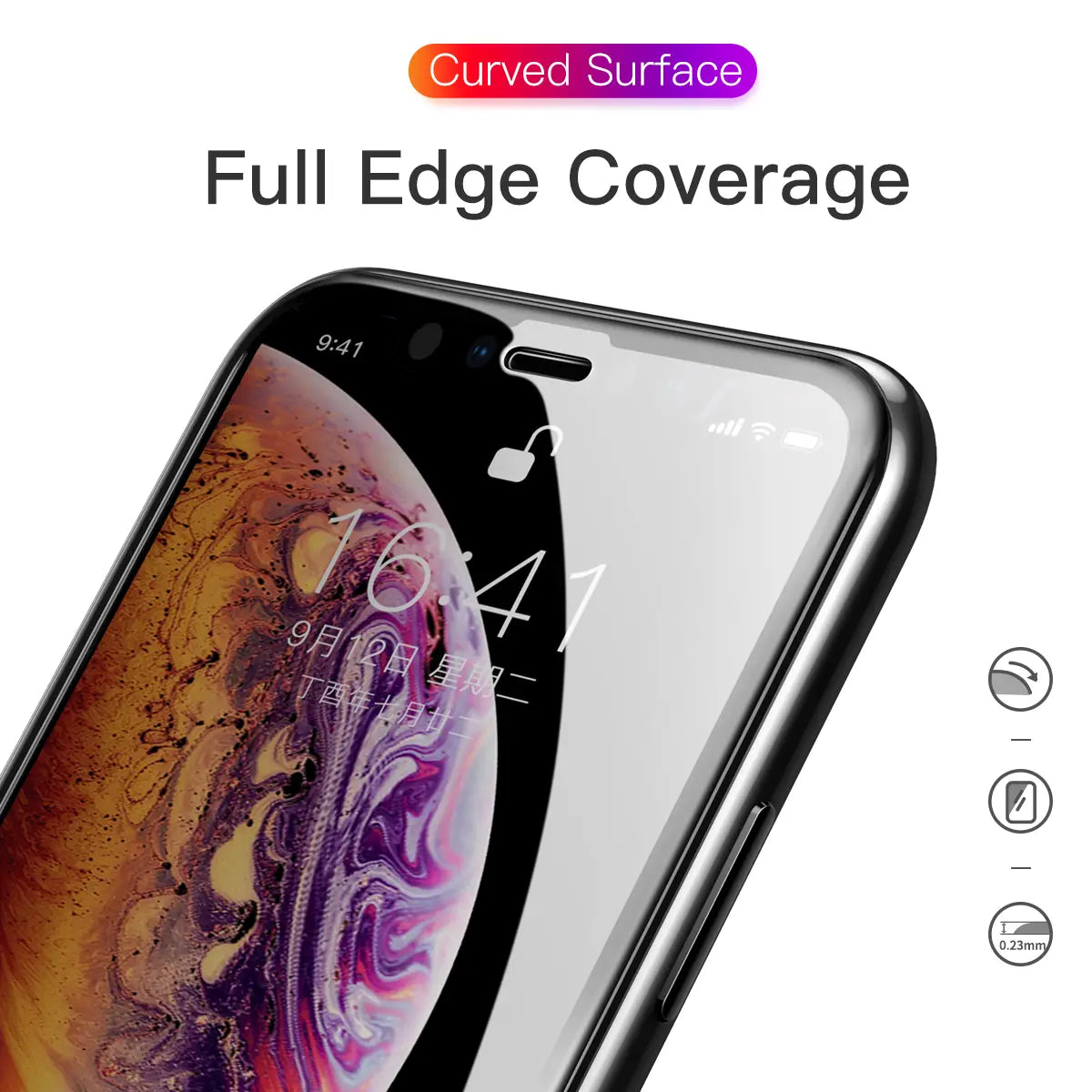 0.23mm Unbroken Edge Full Screen Curved Privacy Tempered Film For IP XR 11 6.1 Inch