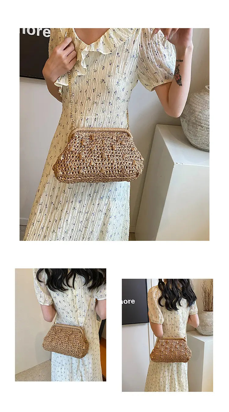 Bolsa de tecido macio branca de cáqui com zíper interno e alça de ombro único