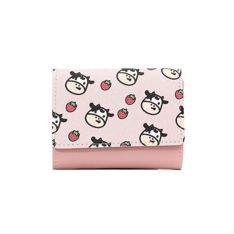 Multi Card Short Small Change Purse Lady - Multi Card Purse Perfect for Pink Cow Enthusiasts